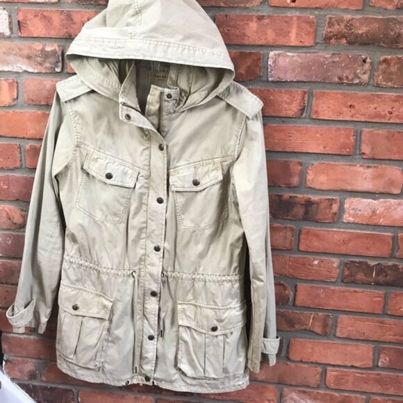 Aritzia Talula Trooper Utility Cargo Hood Cotton Jacket Military Drawcord Pocket - Picture 2 of 16